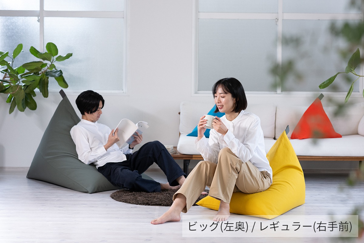 テトラ　tetraビーズクッション　レギュラーサイズ 8号帆布　やまぶき色 tetra 8号帆布 ビーズクッション テトラ 【レギュラーサイズ