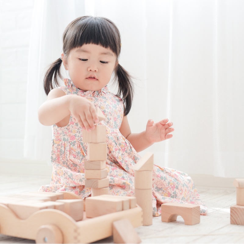 OUTLET 積木車 《専用BOX*包装不可》 32pcs 4cm基尺　木のおもちゃ（積木）