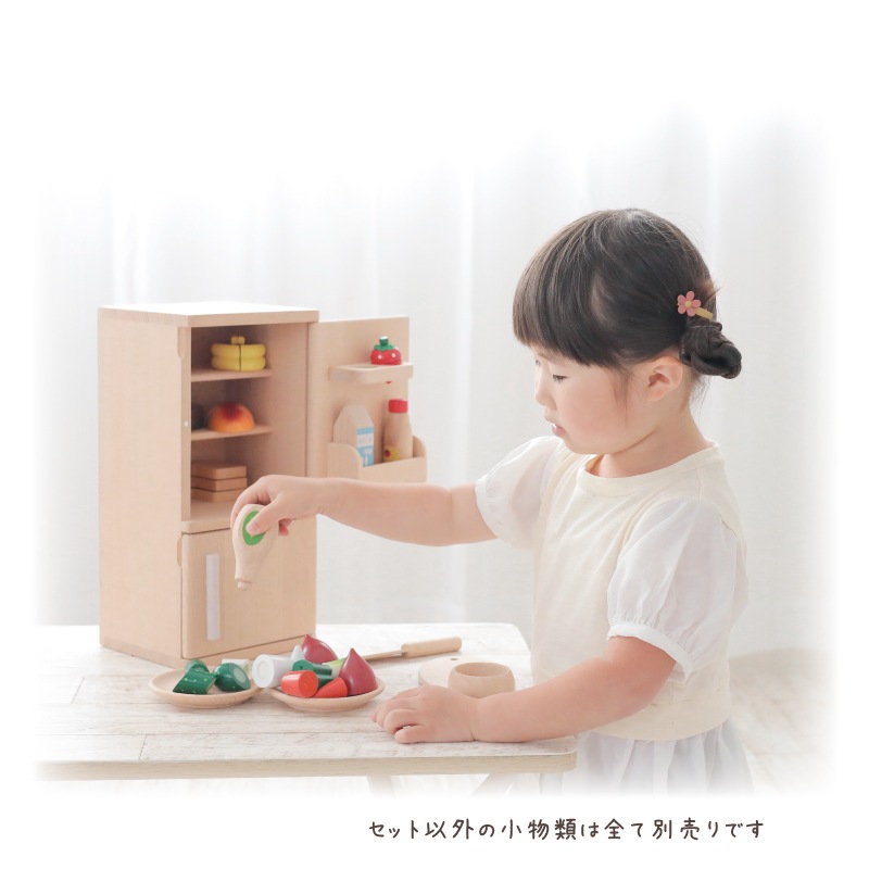 OUTLET カラーが選べる！ミニれいぞうこ《包装不可*専用BOX》  （木のおもちゃ・ままごと）