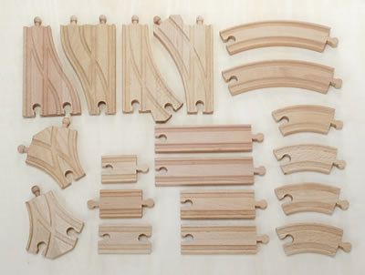 カーブ色々セット　木のおもちゃ（木製汽車レール）