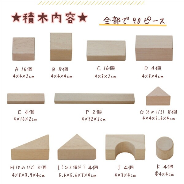 名入れ付き★積木4Bセット（90pcs）