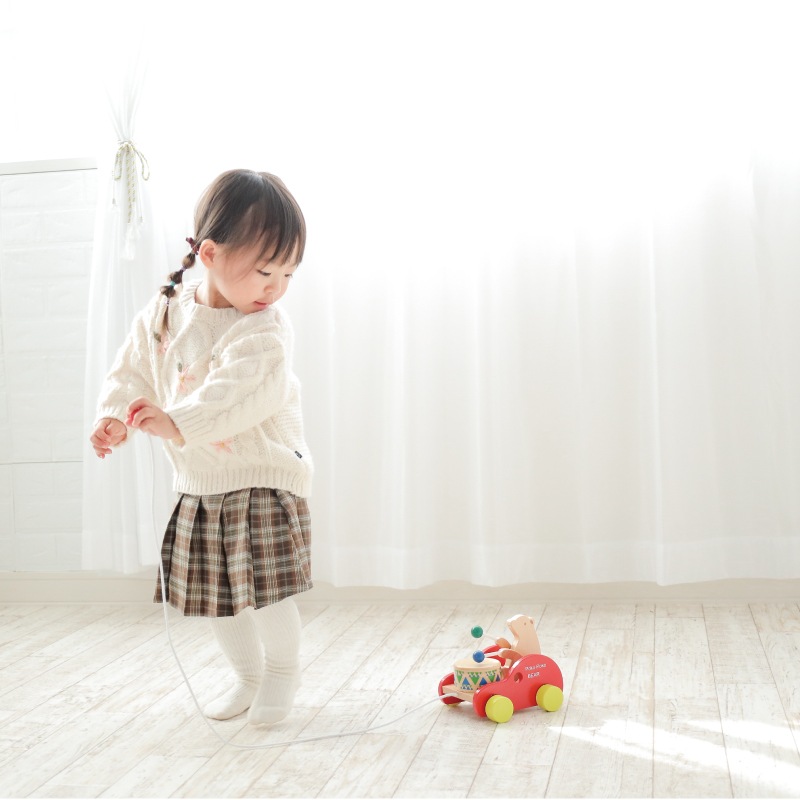 名入れ付き・ぽこぽこくまさん　木のおもちゃ（うごかす）