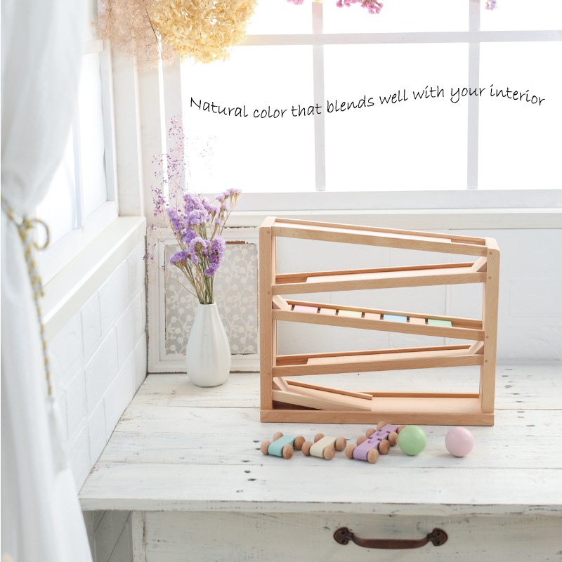 ［名入れ付き］吊橋ミニコースター（パステルカラー）★《専用BOX*包装不可》　木のおもちゃ（うごかす）