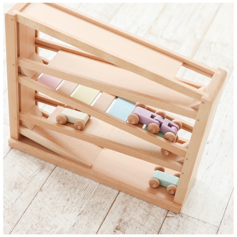 ［名入れ付き］吊橋ミニコースター（パステルカラー）★《専用BOX*包装不可》　木のおもちゃ（うごかす）