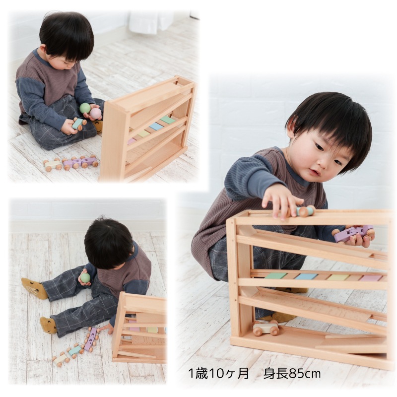 ［名入れ付き］吊橋ミニコースター（パステルカラー）★《専用BOX*包装不可》　木のおもちゃ（うごかす）