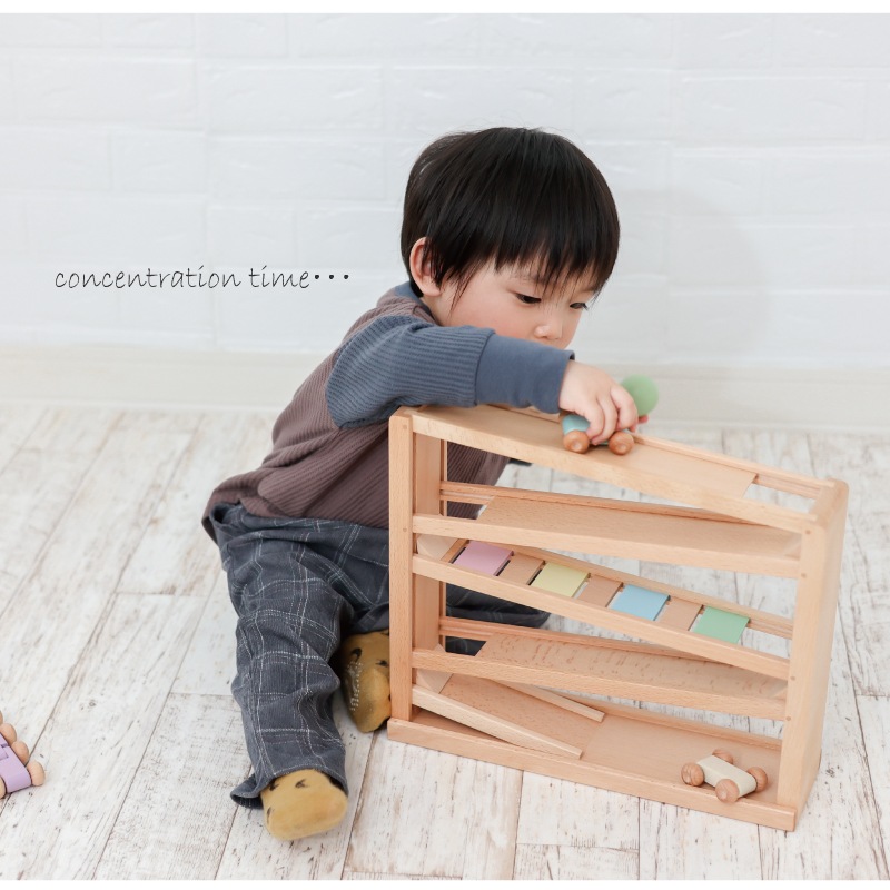 ［名入れ付き］吊橋ミニコースター（パステルカラー）★《専用BOX*包装不可》　木のおもちゃ（うごかす）