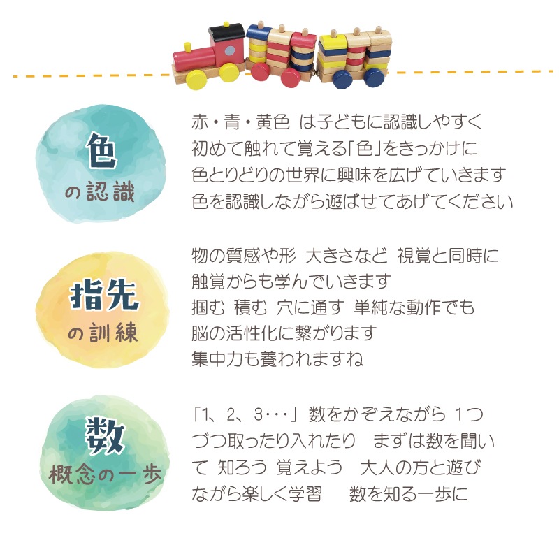名入れ付き・カラフル機関車 木のおもちゃ(うごかす)