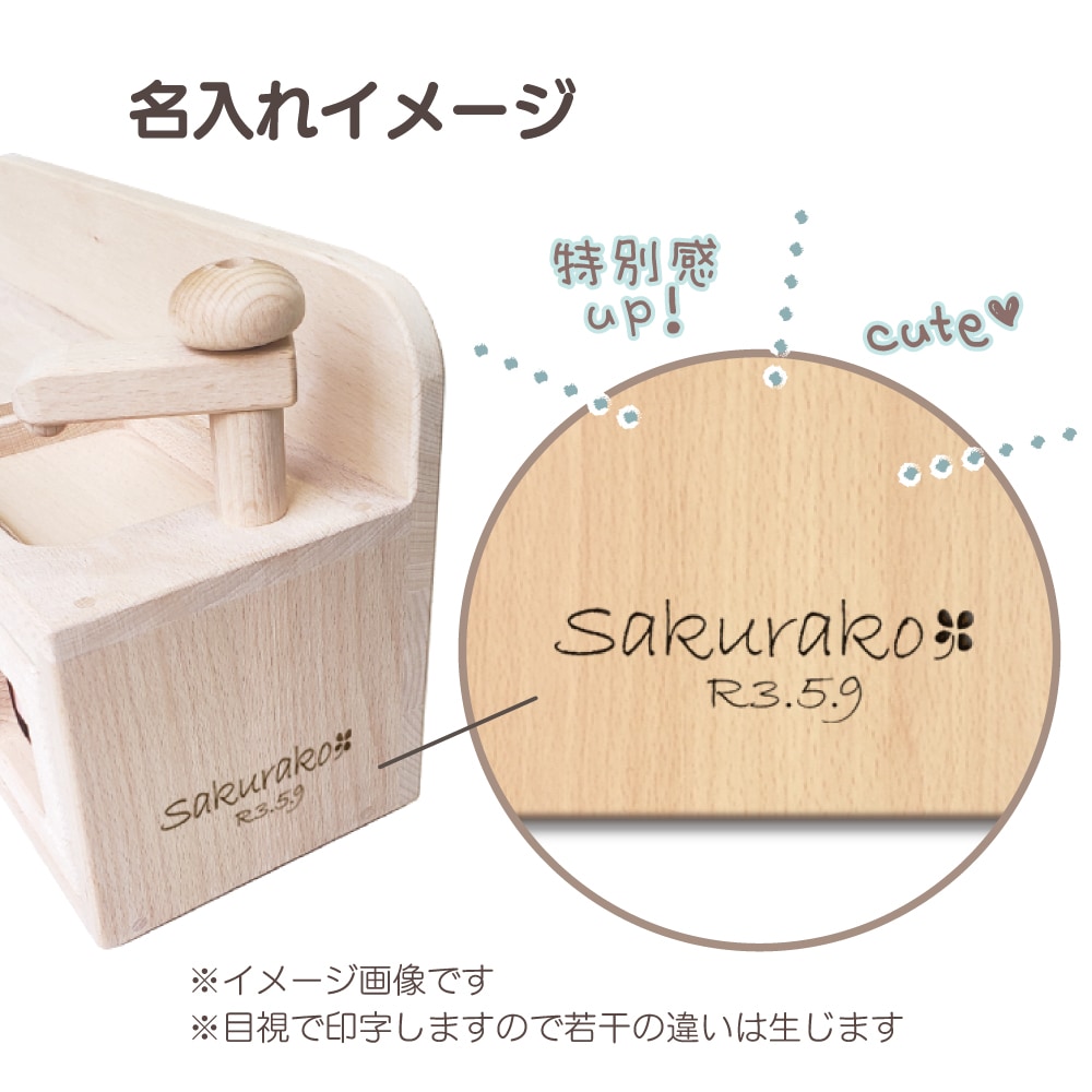 《特典2点付き》ｶﾗｰが選べる！名入付き･ﾐﾆｷｯﾁﾝｾｯﾄ《専用BOX*包装不可》　(木のおもちゃ　ままごと)