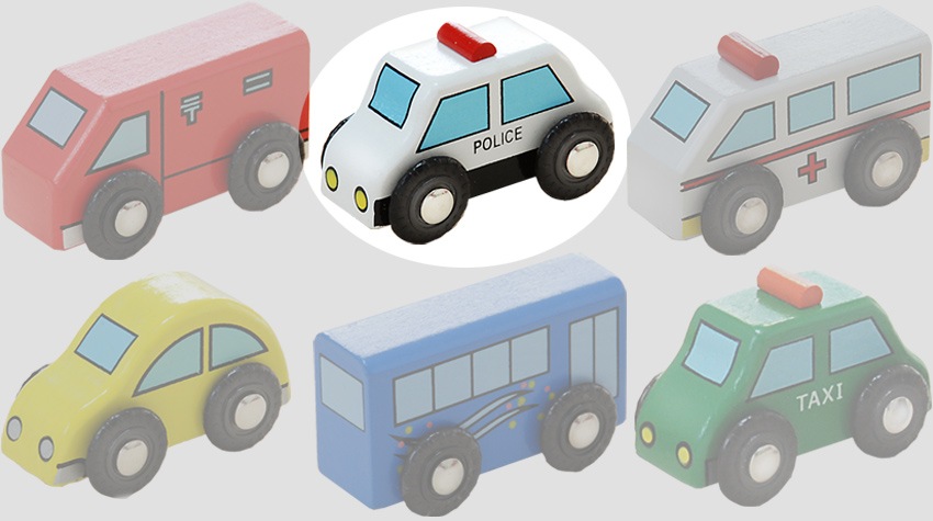 OUTLET　乗り物：パトカー（木のおもちゃ　汽車レール）