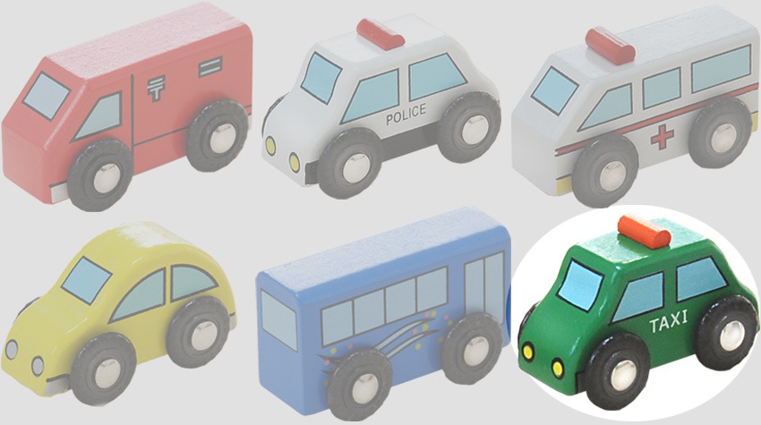 OUTLET 乗り物:タクシー(木のおもちゃ 汽車レール)