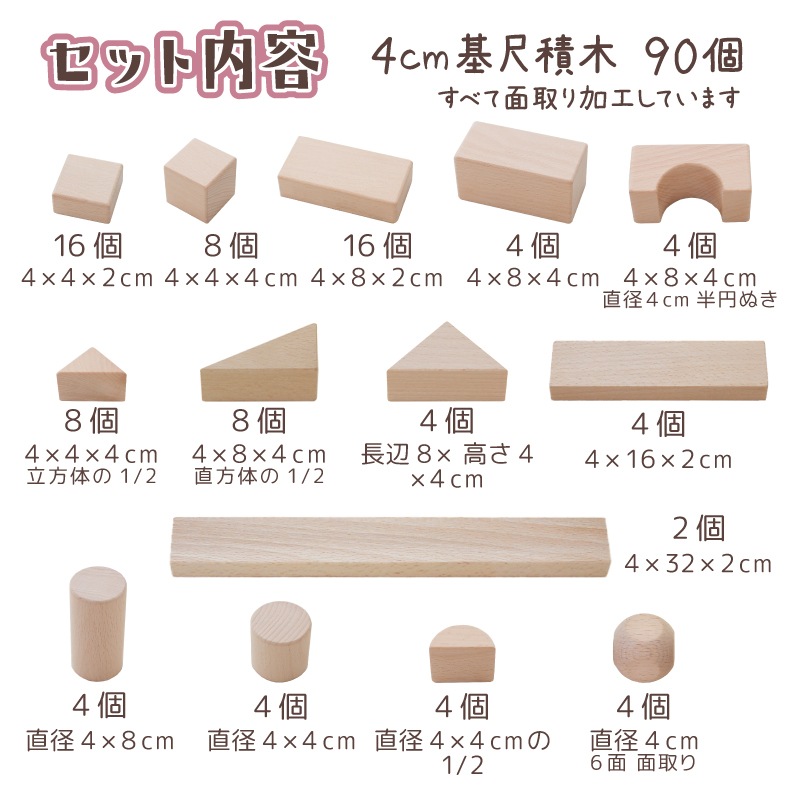 積木4Bセット［木箱なし］90pcs