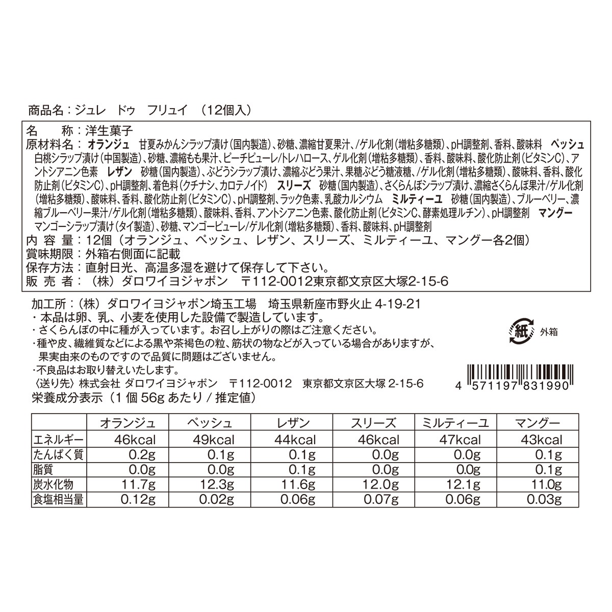 ジュレ ドゥ フリュイ（12個入）