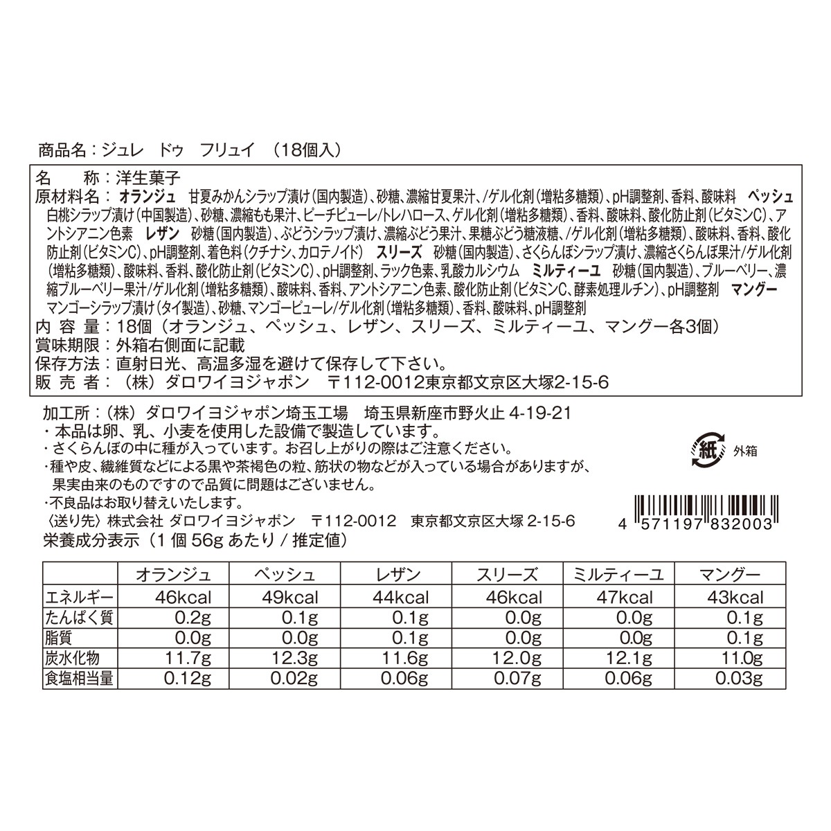 【10％OFF】ジュレ ドゥ フリュイ（18個入）