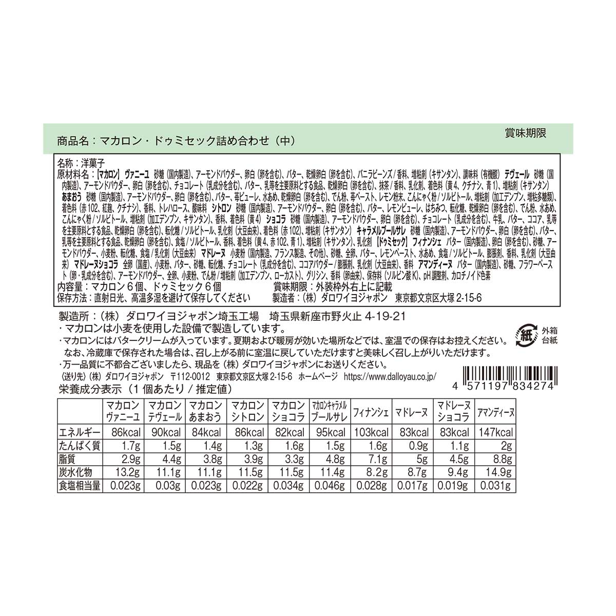 マカロンドゥミセック詰め合わせ（中）