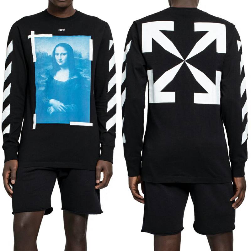 OFF-WHITE Tシャツ オフホワイト メンズ 長袖 モナリザ MONA LISA GRAPHIC PRINT SWEATSHIRT (1001 / BLACK WHITE) 【OMAB001R21JER002】
