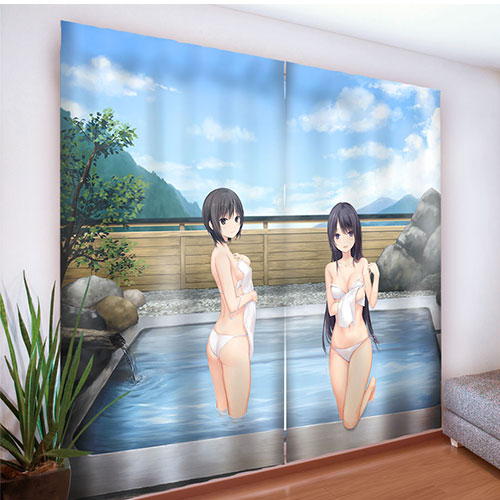 珈琲貴族先生]描き下ろしカーテン（青山澄香＆白峰莉花／温泉）