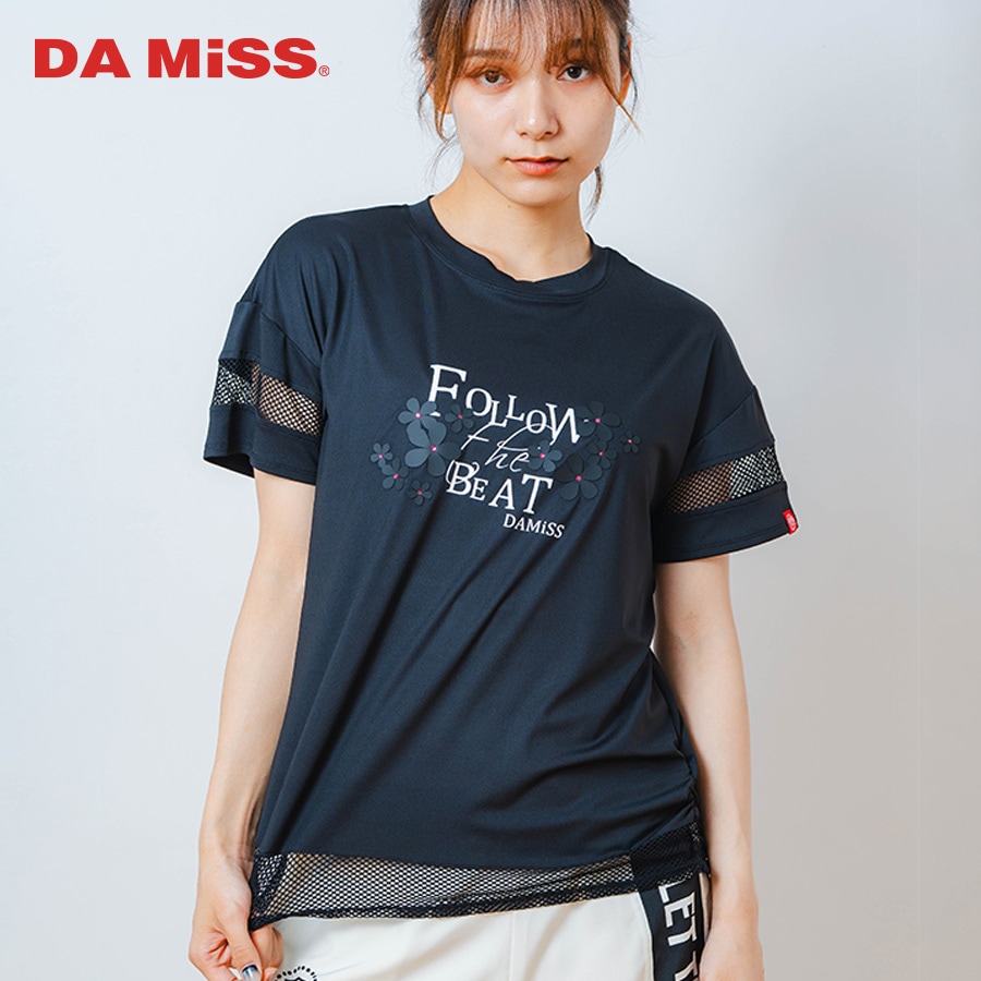 メッシュ フラワー Tシャツ ブラック 1534-1450