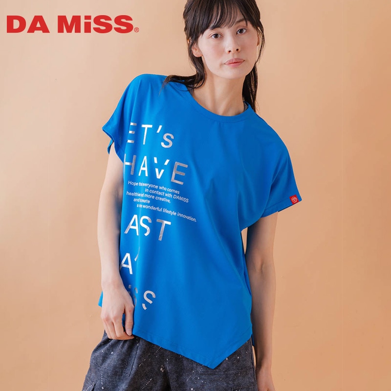 チュニックラインアシメ Tシャツ　ブルー　1534-1455