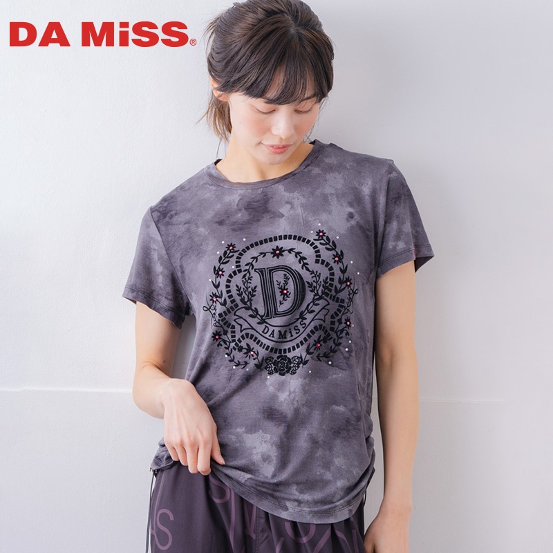 フロッキープリント Tシャツ　ブラック　1534-1457