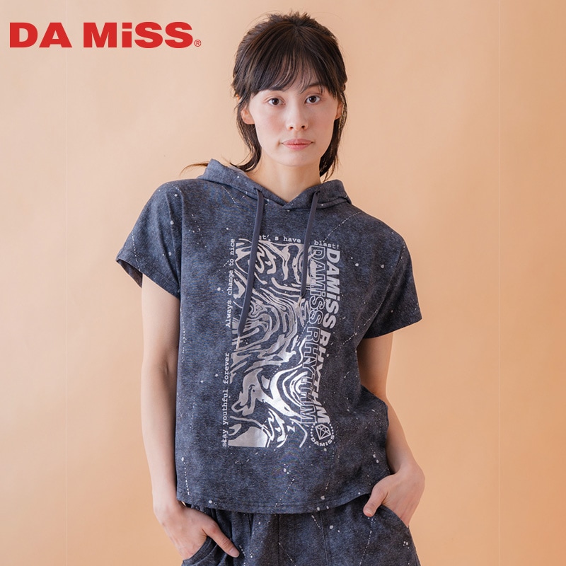 ダメージフード Tシャツ　ブラック　1534-1461