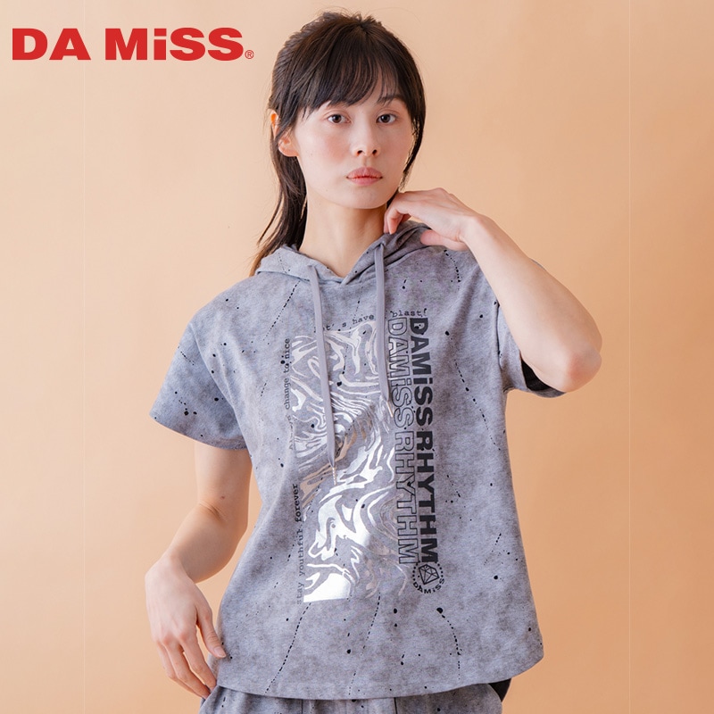 ダメージフード Tシャツ　グレー　1534-1461