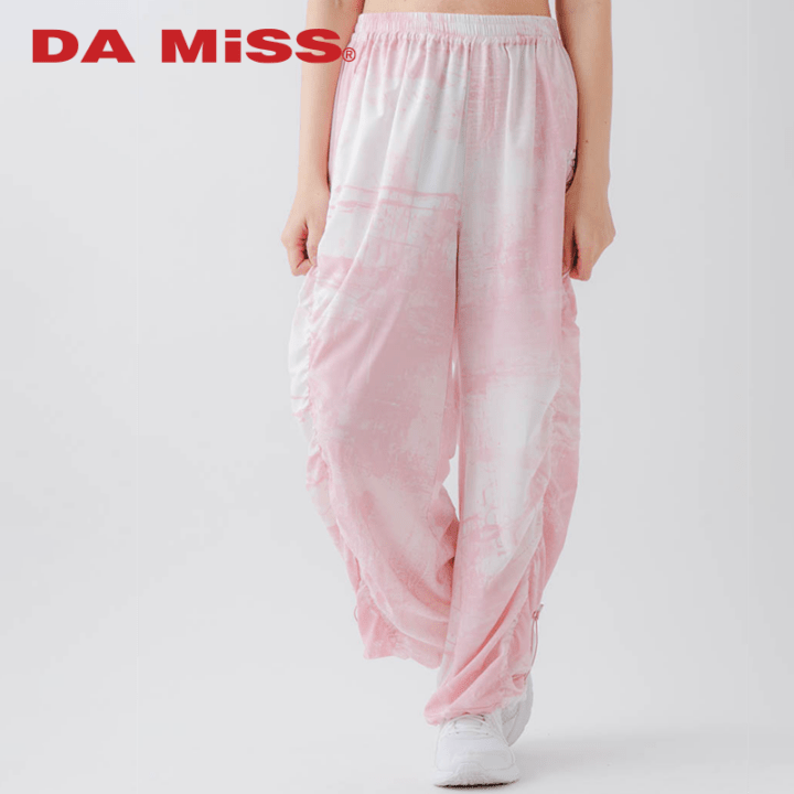 ※予約商品※【先行割10％OFF】　Airyシャーリングプリントパンツ  ピンク  1632-1801【3/13まで】