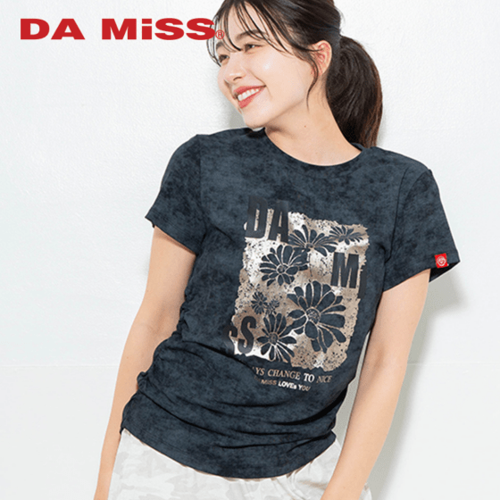 メタルフローラルTシャツ ブラック 1634-1474