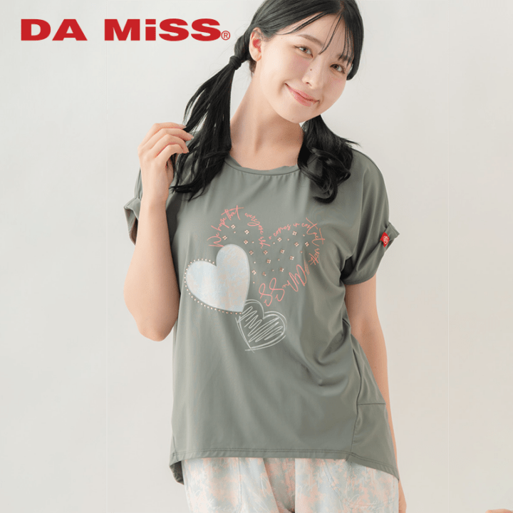 MixハートストーンＴシャツ カーキ 1634-1489