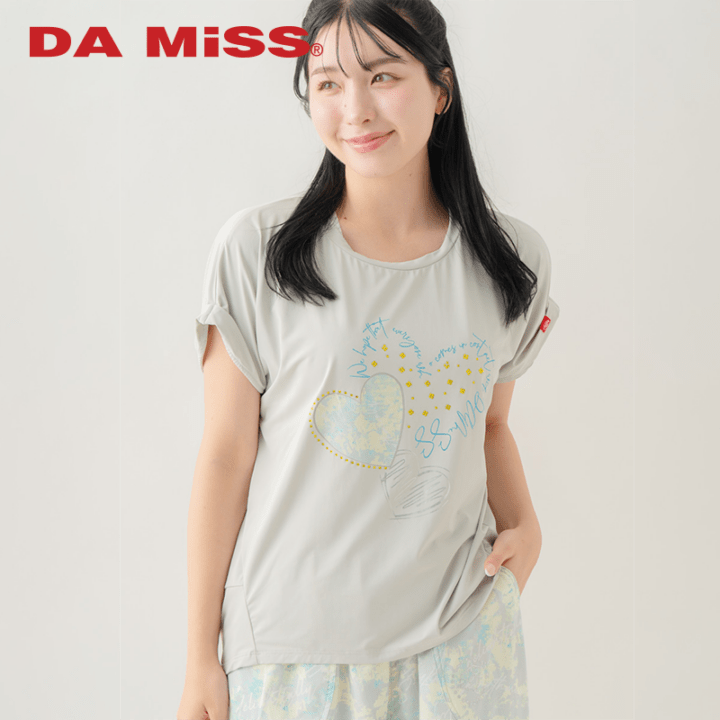 MixハートストーンＴシャツ アイスグレー 1634-1489