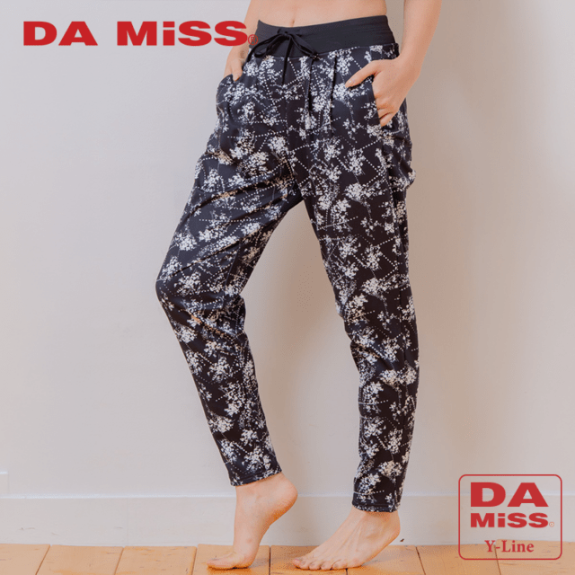 フローラルストレッチパンツ ブラック 5632-1498