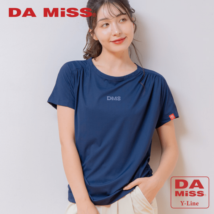 ピケショルダーギャザーTシャツ ネイビー 5634-1648
