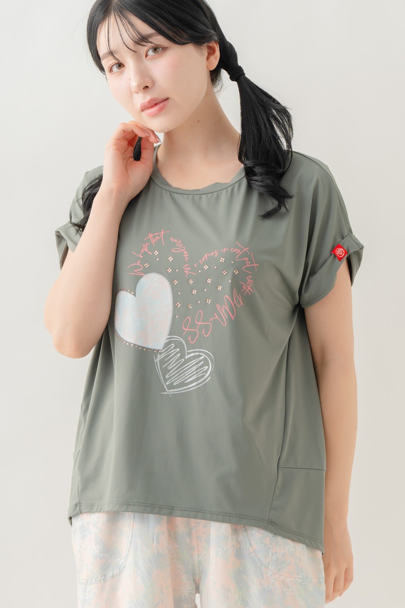 【先行割10％OFF】　MixハートストーンＴシャツ カーキ 1634-1489【8/17まで】