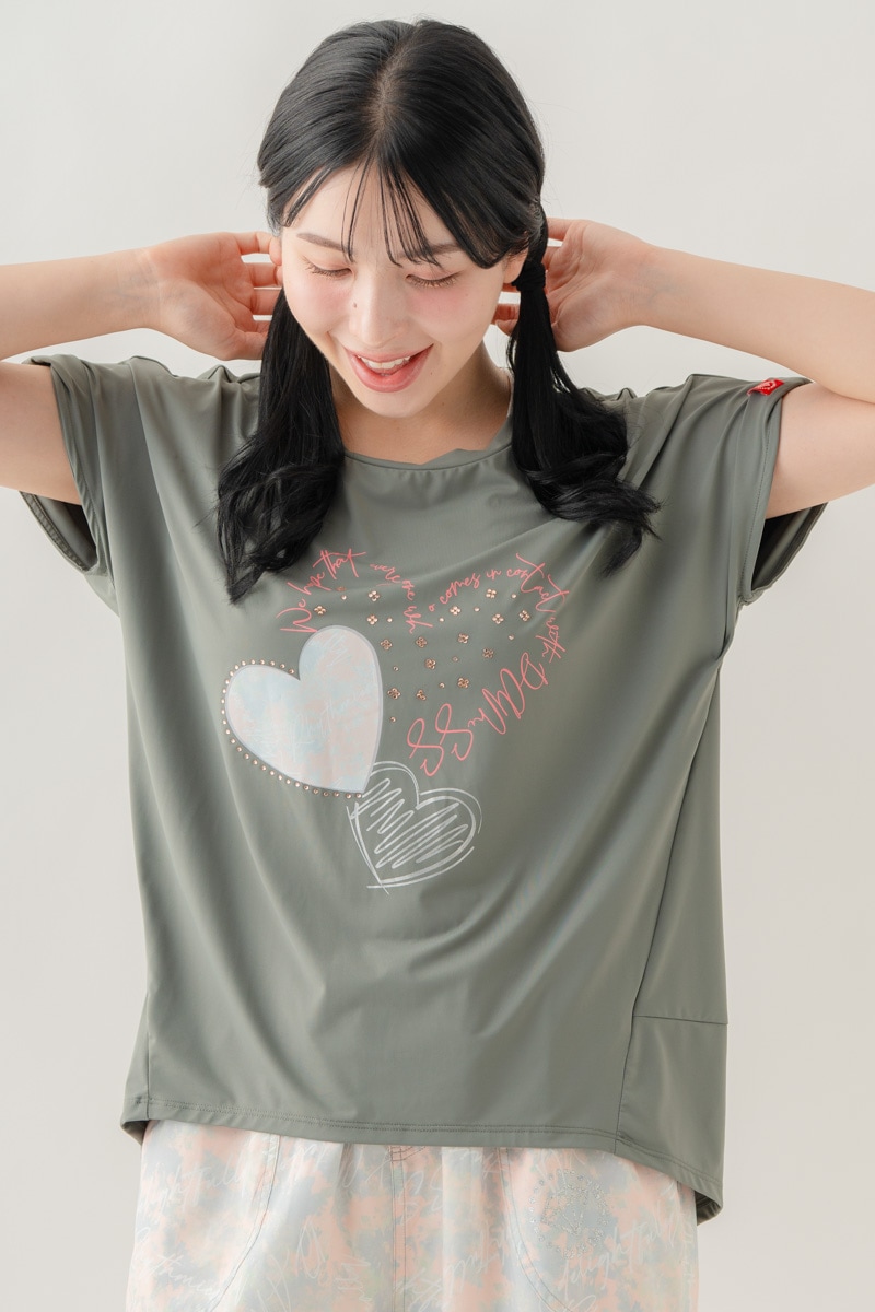 【先行割10％OFF】　MixハートストーンＴシャツ カーキ 1634-1489【8/17まで】