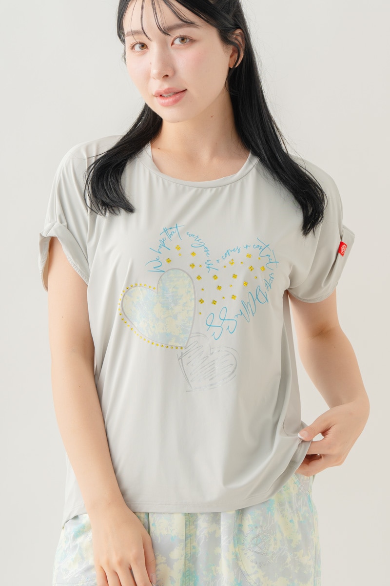 【先行割10％OFF】　MixハートストーンＴシャツ アイスグレー 1634-1489【8/17まで】