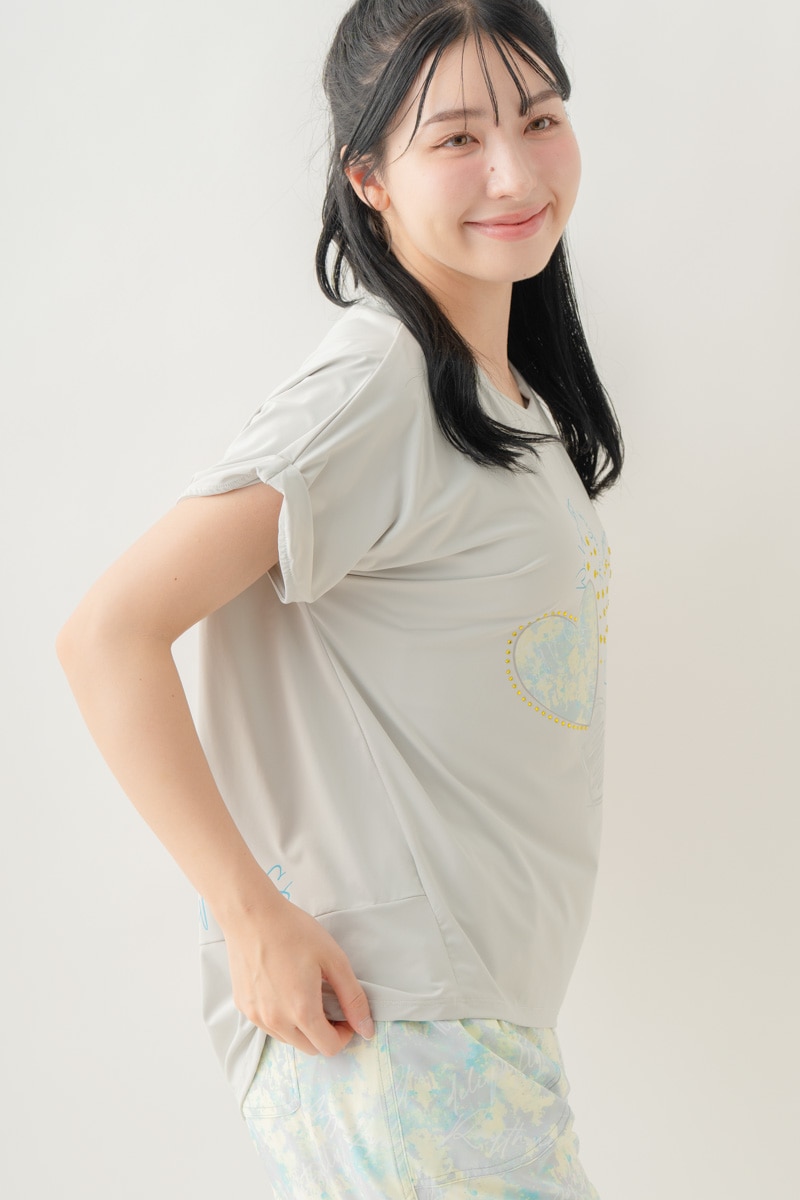 【先行割10％OFF】　MixハートストーンＴシャツ アイスグレー 1634-1489【8/17まで】