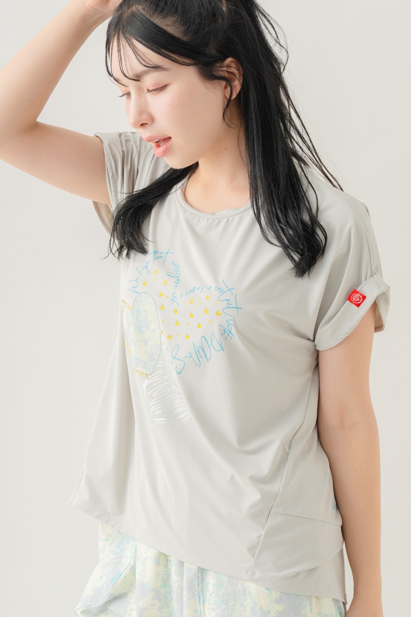 【先行割10％OFF】　MixハートストーンＴシャツ アイスグレー 1634-1489【8/17まで】