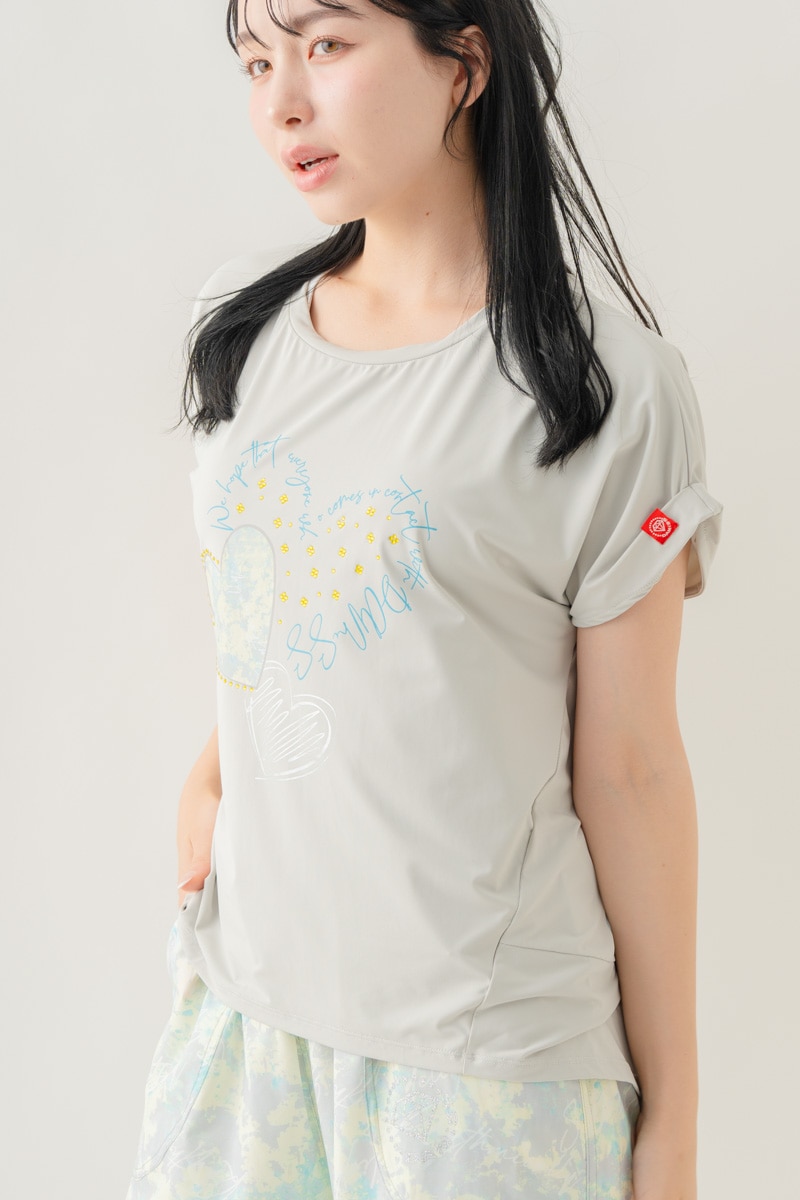 【先行割10％OFF】　MixハートストーンＴシャツ アイスグレー 1634-1489【8/17まで】