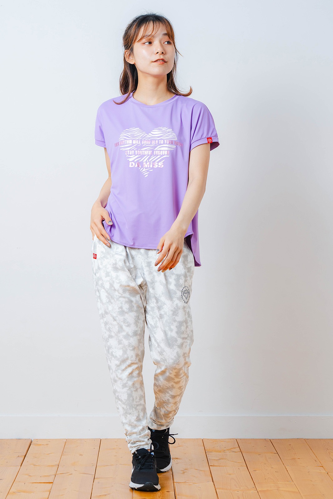 ハートゼブラ Tシャツ パープル 1534-1615