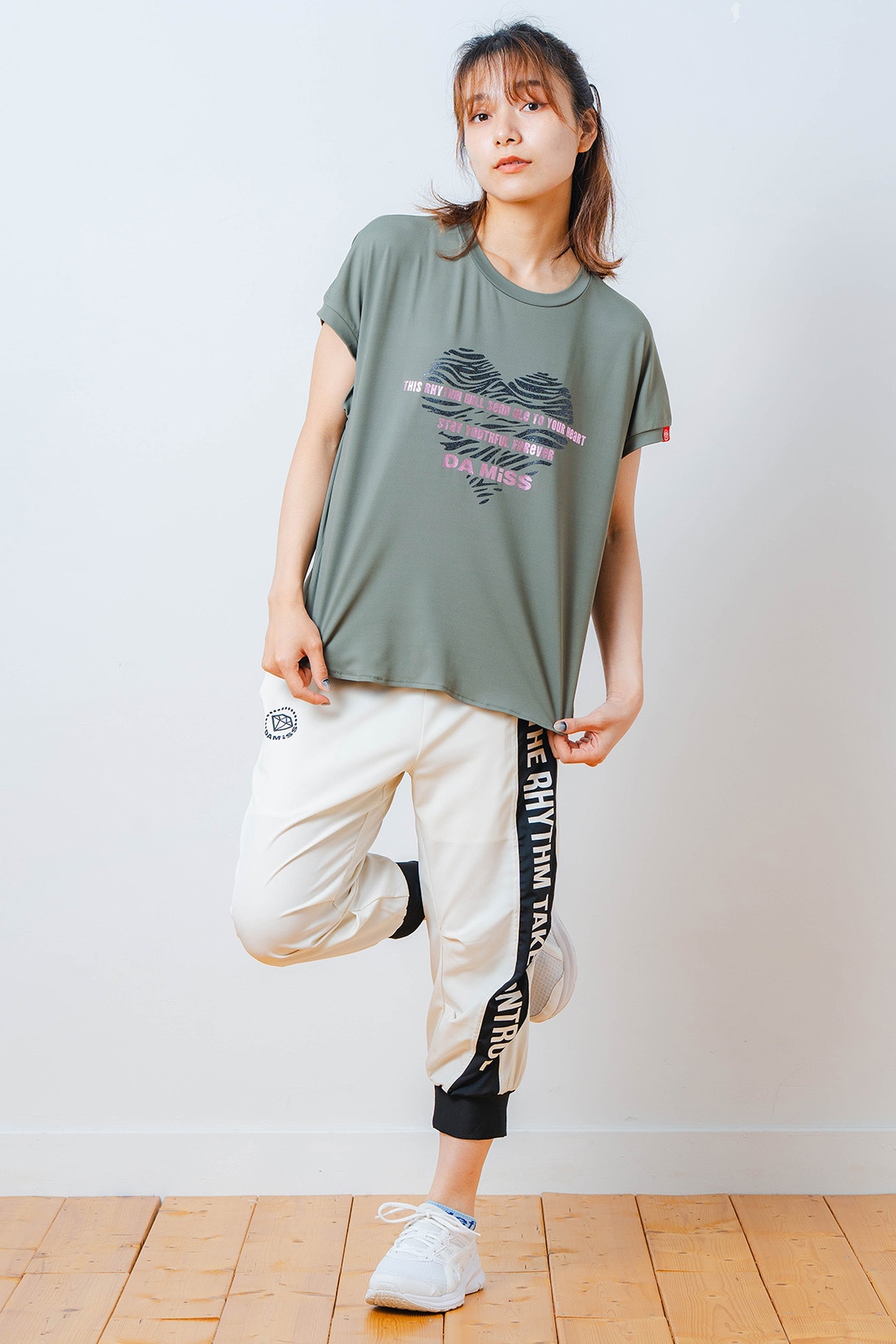 ハートゼブラ Tシャツ カーキ 1534-1615