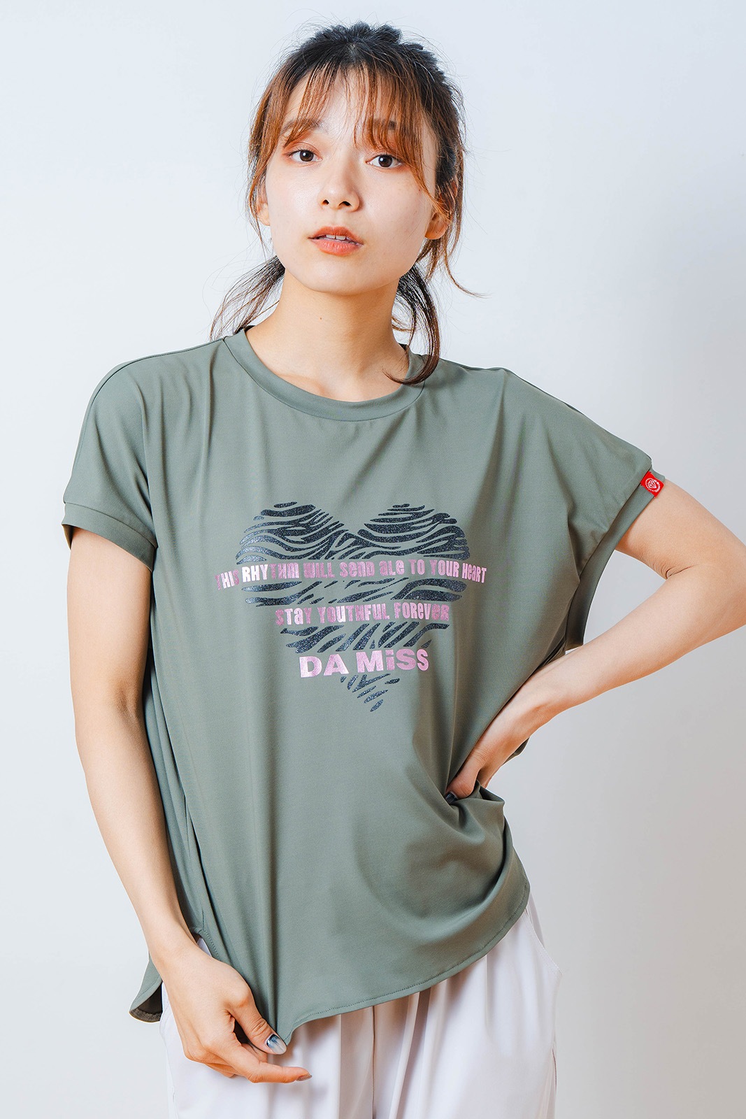 ハートゼブラ Tシャツ カーキ 1534-1615