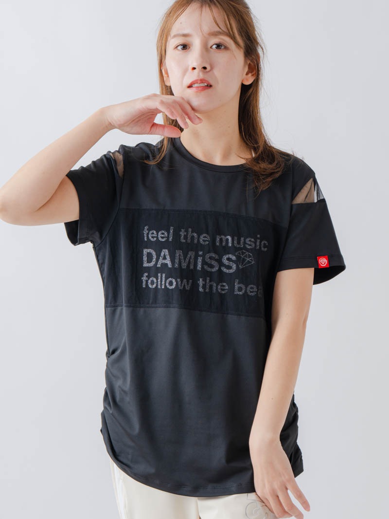 チュールデコTシャツ  ブラック  1634-1465