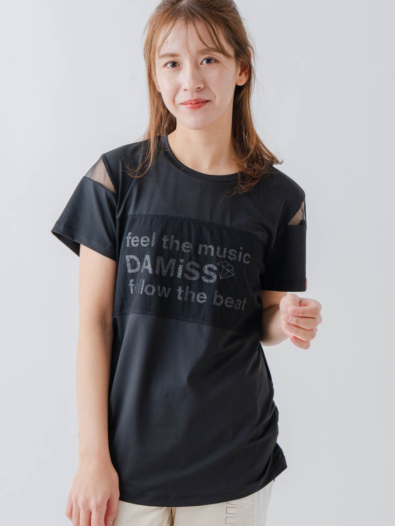 チュールデコTシャツ  ブラック  1634-1465