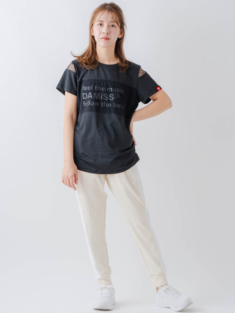 チュールデコTシャツ  ブラック  1634-1465