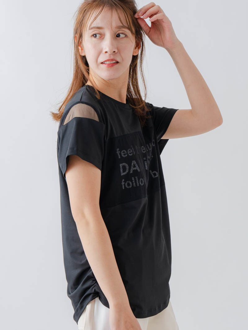 チュールデコTシャツ  ブラック  1634-1465