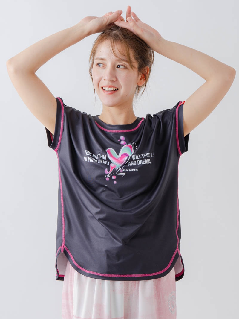 ペイントハートTシャツ  ブラック  1634-1466