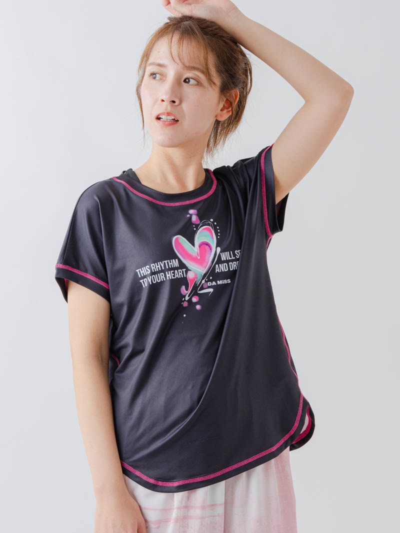 ペイントハートTシャツ  ブラック  1634-1466