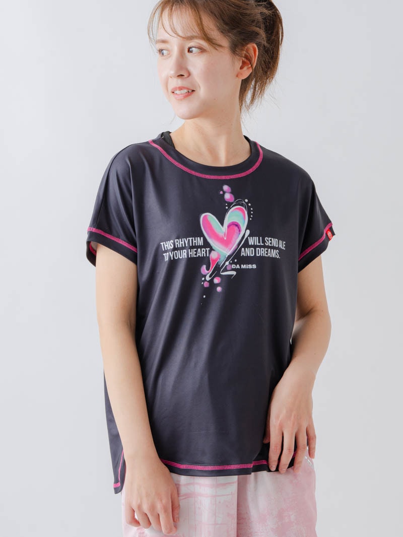 ペイントハートTシャツ  ブラック  1634-1466
