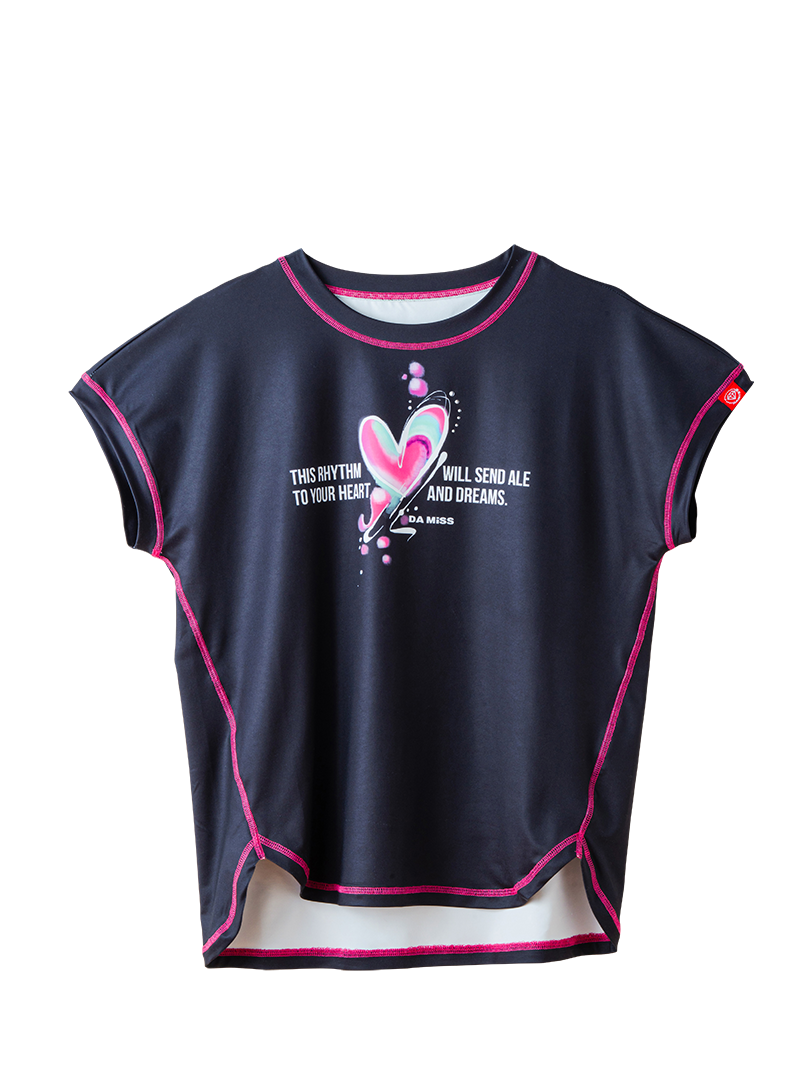 ペイントハートTシャツ  ブラック  1634-1466