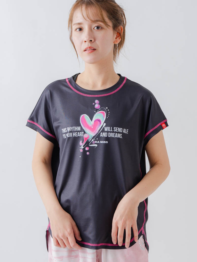 ペイントハートTシャツ  ブラック  1634-1466