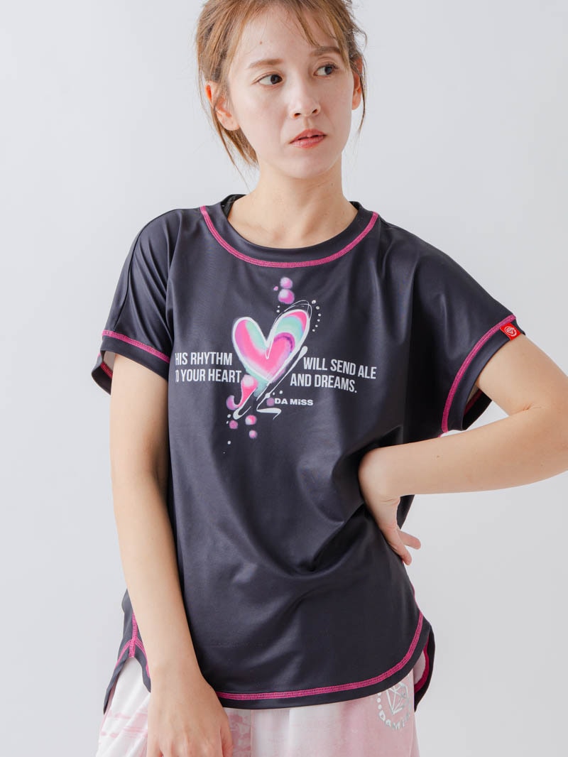 ペイントハートTシャツ  ブラック  1634-1466